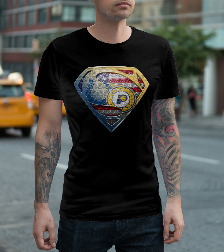 Indianapolis Colts Superman Logo American Flag T-Shirt