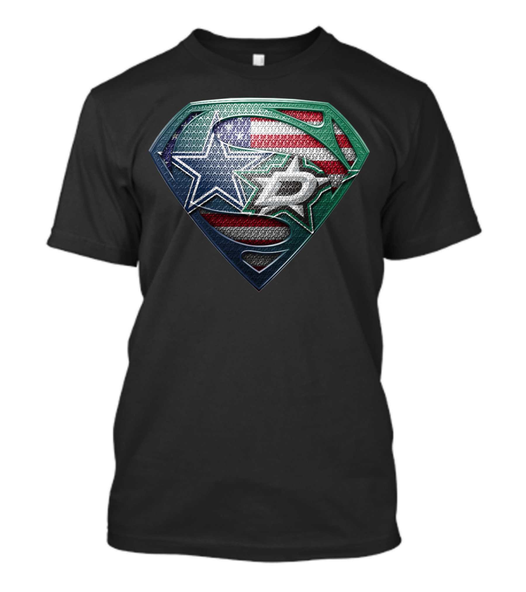 Dallas Stars Superman Shield With American Flag Elements T-Shirt