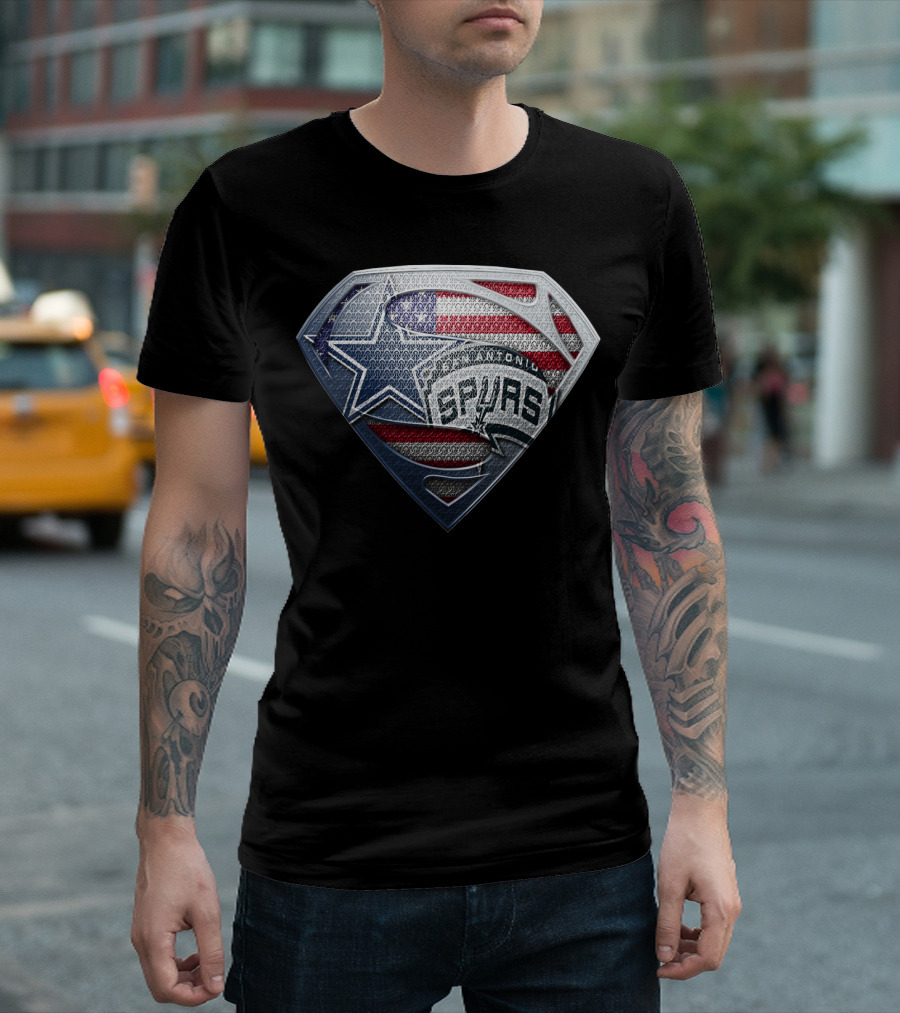 San Antonio Spurs American Flag Superman Shield T-Shirt