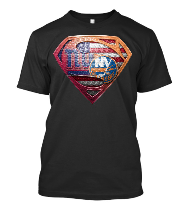 Ny Giants Ny Islanders American Flag Superman Shield Sspus063 T-Shirt