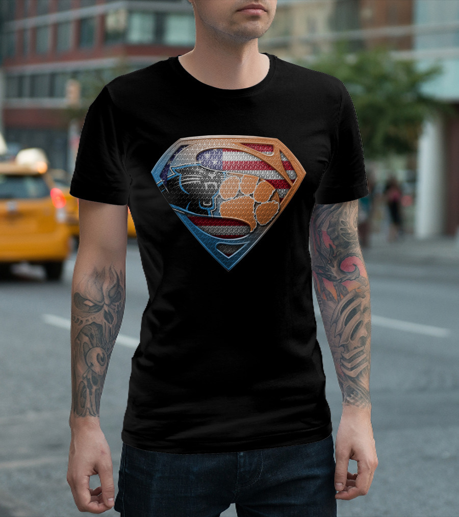 Superman Shield American Flag Carolina Panthers Clemson Tigers Paw T-Shirt