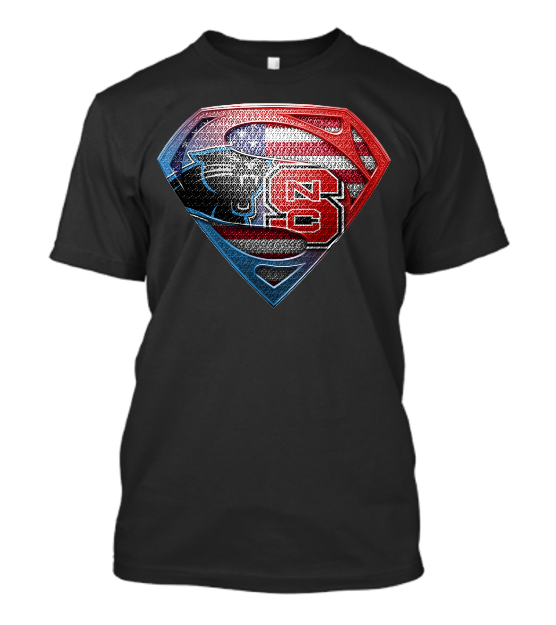 Superman Emblem Carolina Panthers Nc State American Flag Fusion T-Shirt