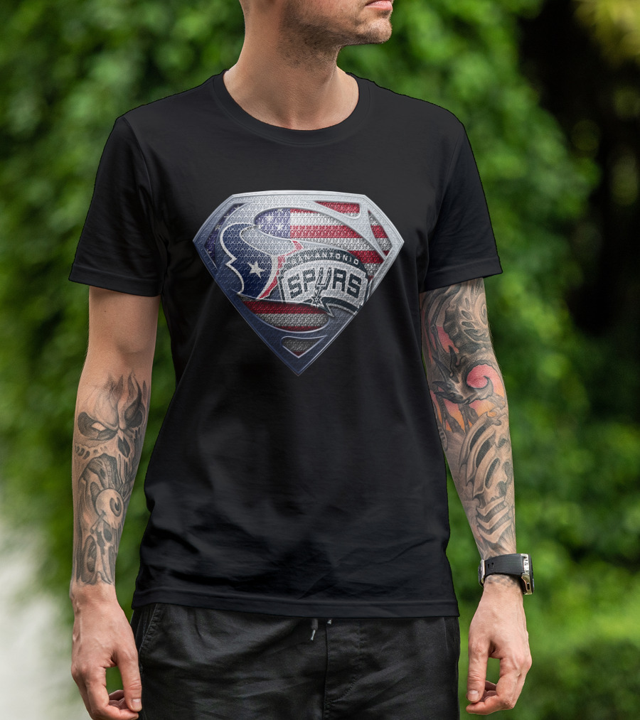 San Antonio Spurs Superman Logo Texas Flag T-Shirt