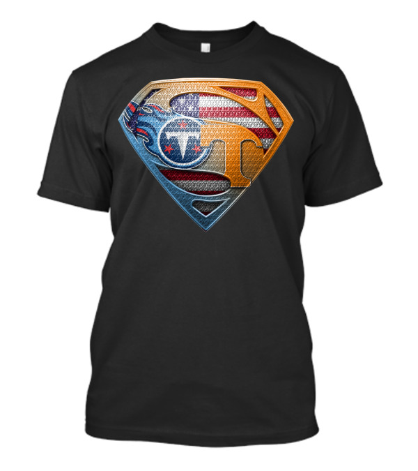 Superman Tennessee Titans American Flag Shield T-Shirt