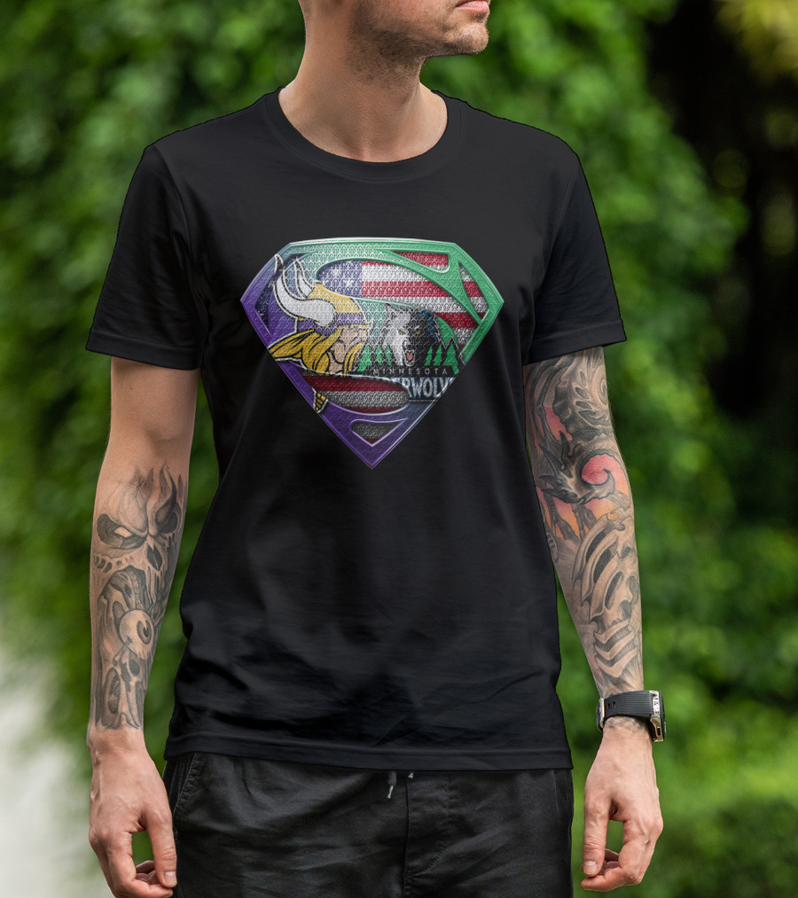 Minnesota Vikings Timberwolves Usa Superhero T-Shirt