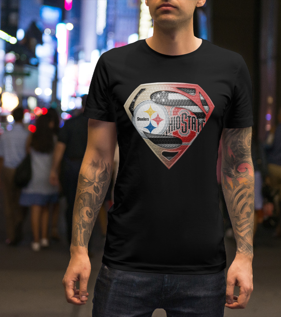 Steelers Ohio State Superman Logo Fusion T-Shirt