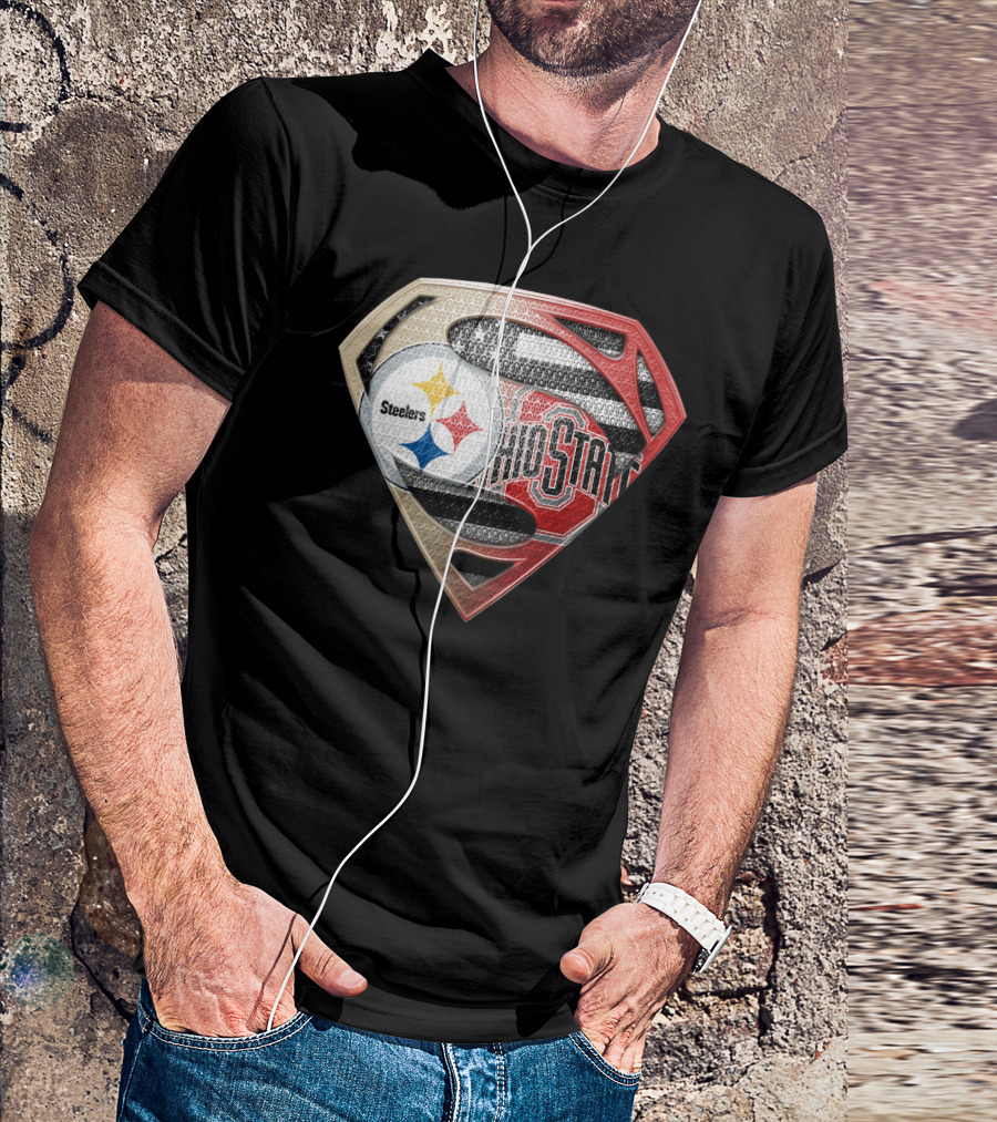 Steelers Ohio State Superman Logo Fusion T-Shirt