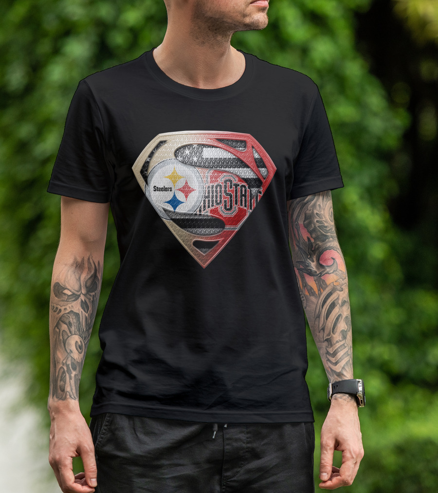 Steelers Ohio State Superman Logo Fusion T-Shirt
