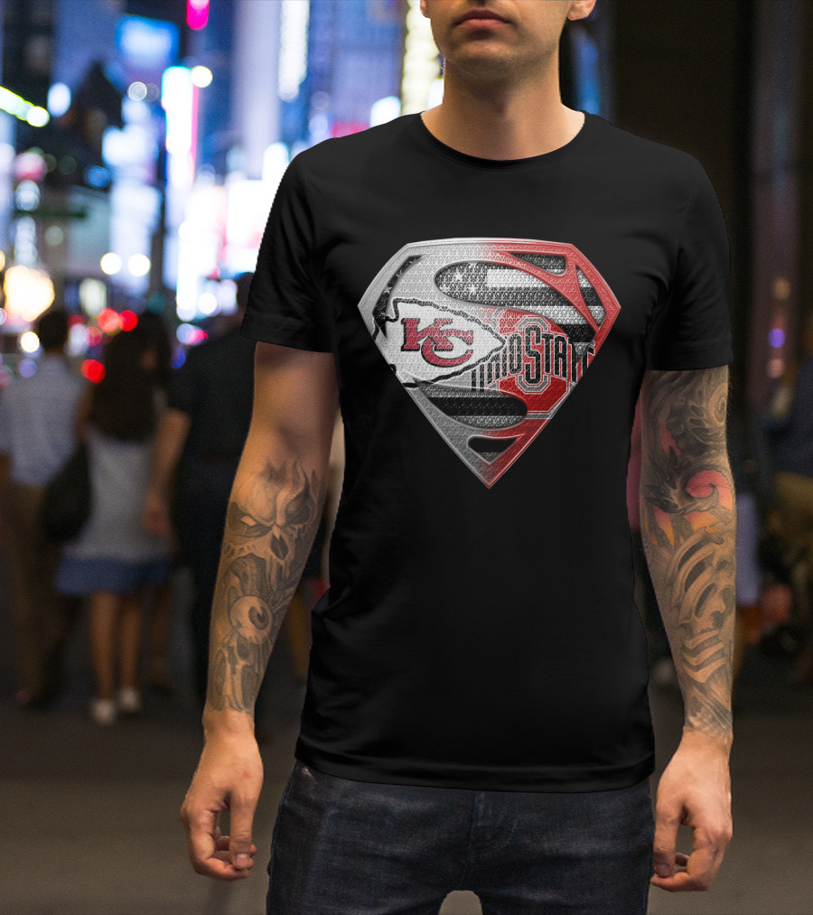 Kansas City Chiefs Ohio State Superman Logo Fusion T-Shirt