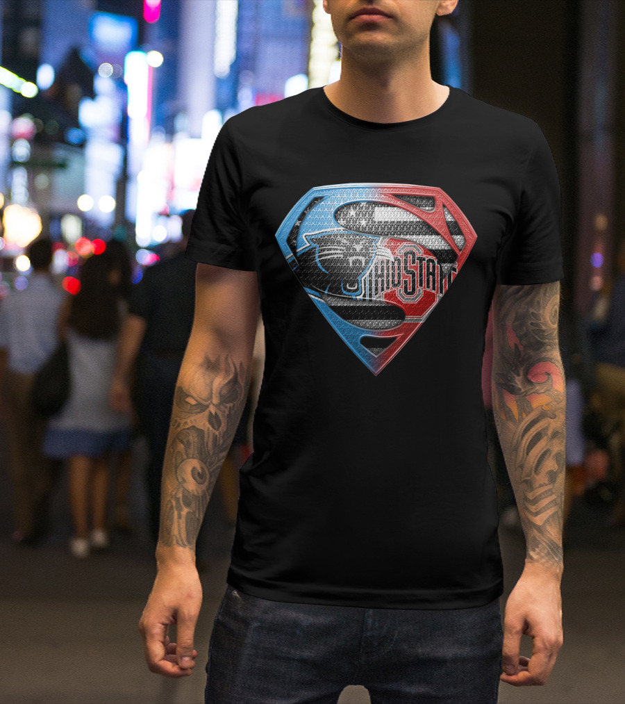 Carolina Panthers Ohio State Superman Shield T-Shirt