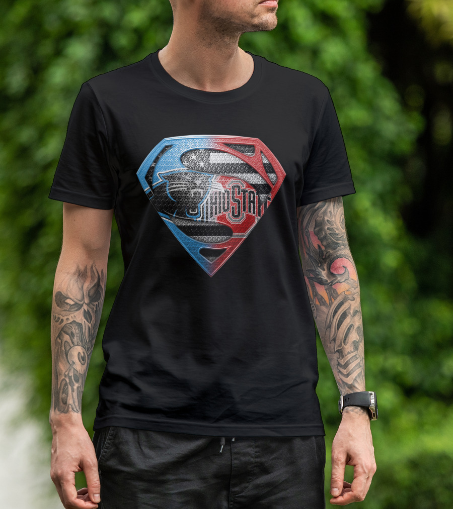 Carolina Panthers Ohio State Superman Shield T-Shirt
