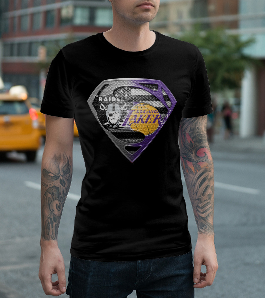 Los Angeles Lakers And Raiders Super Shield T-Shirt