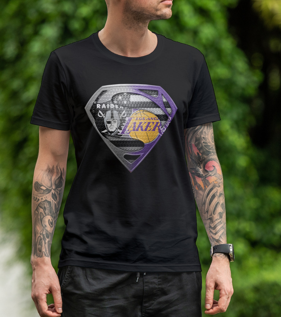 Los Angeles Lakers And Raiders Super Shield T-Shirt