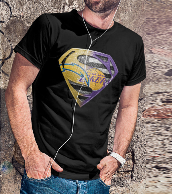 Los Angeles Lakers And Chargers Superman Logo Mashup T-Shirt