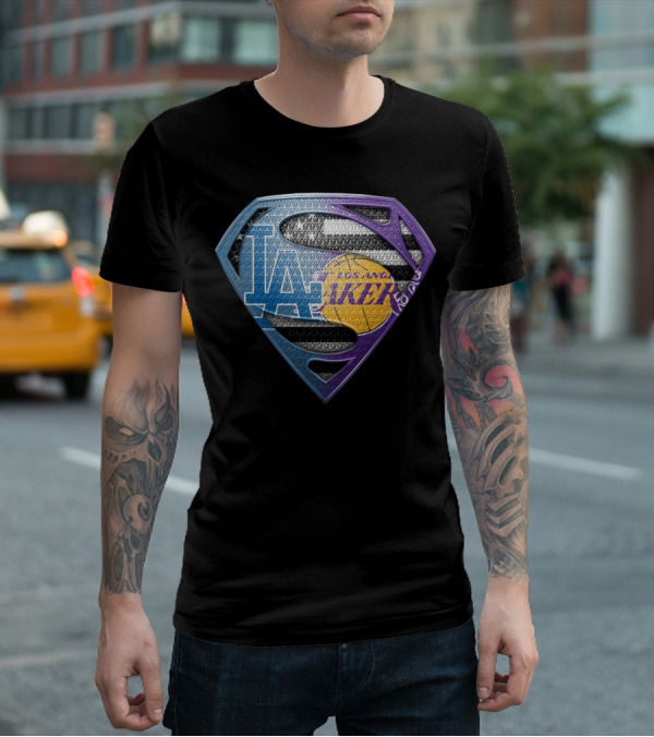 Lakers Superman Logo Los Angeles Basketball Icon Sspus156 T-Shirt