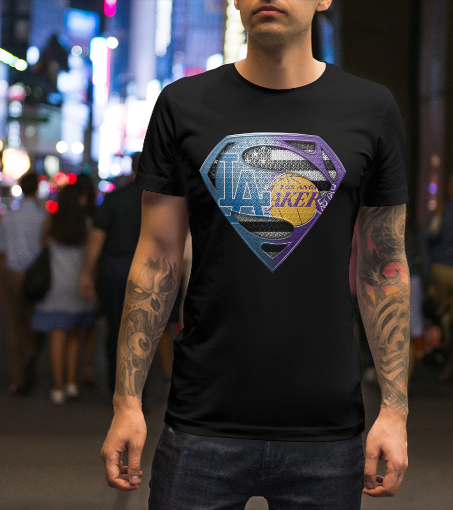 Lakers Superman Logo Los Angeles Basketball Icon Sspus156 T-Shirt