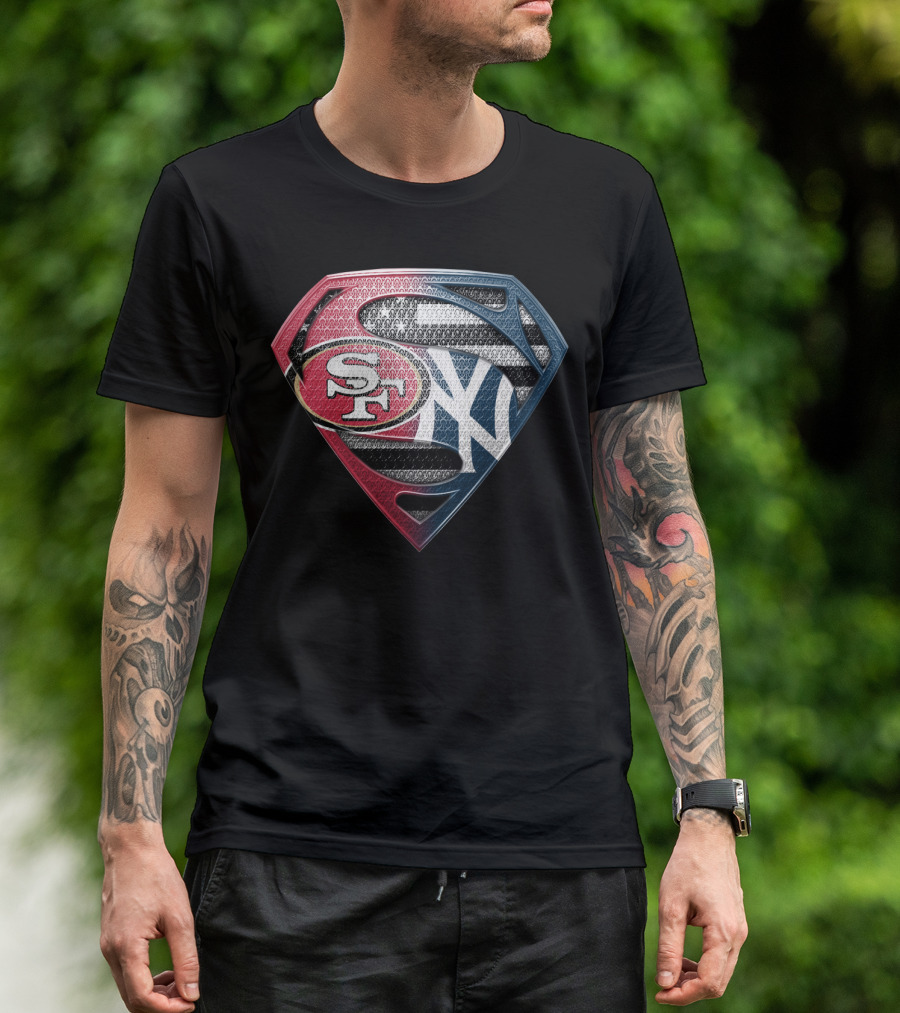 Sf San Francisco 49ers New York Yankees Superman Shield T-Shirt