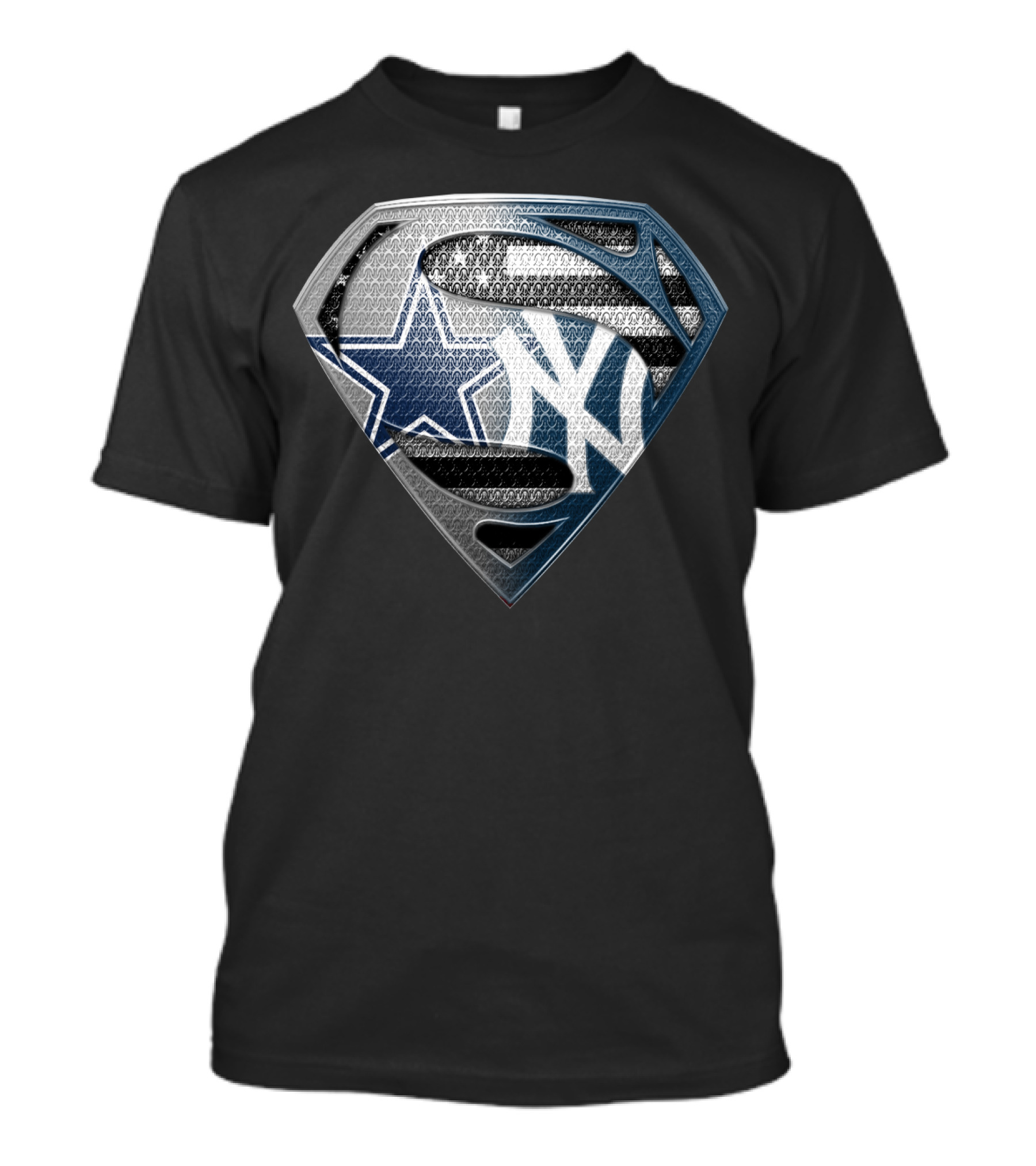 Superman Shield Dallas Cowboys New York Yankees Combination T-Shirt