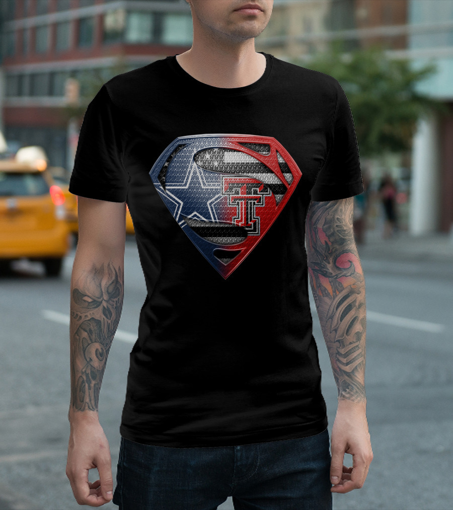 Dallas Texas Tech Superman Star Logo Fusion T-Shirt