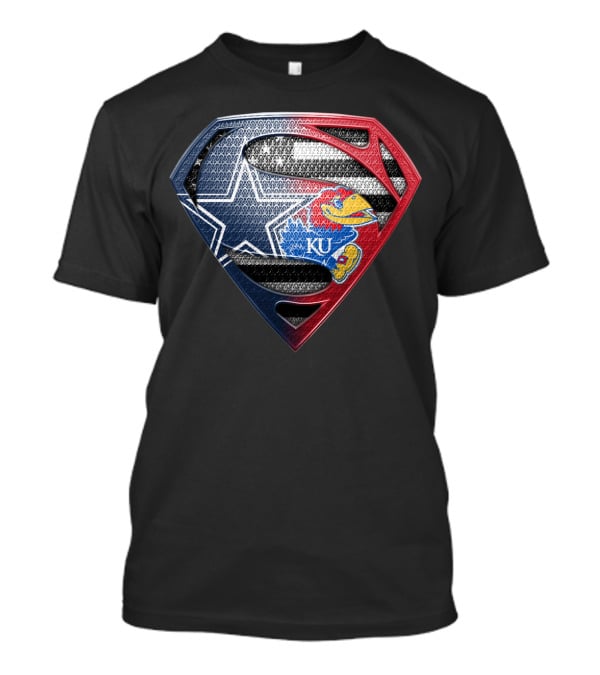 Superman Dallas Cowboys Kansas Jayhawks Ku Logo Mashup T-Shirt