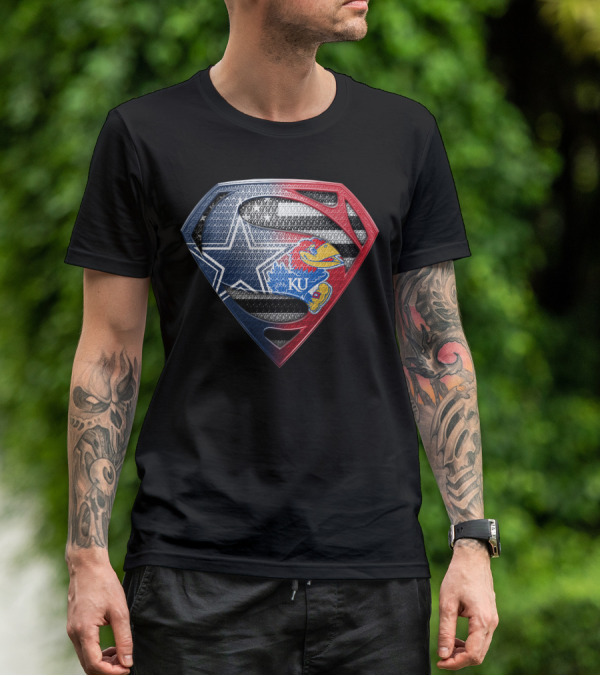 Superman Dallas Cowboys Kansas Jayhawks Ku Logo Mashup T-Shirt