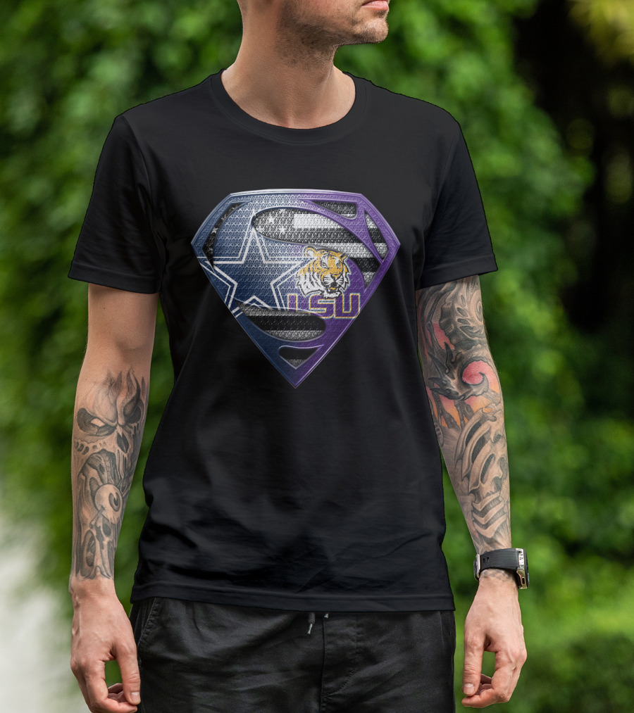 Lsu Tigers Superman Dallas Cowboys Logo Cross Blend T-Shirt