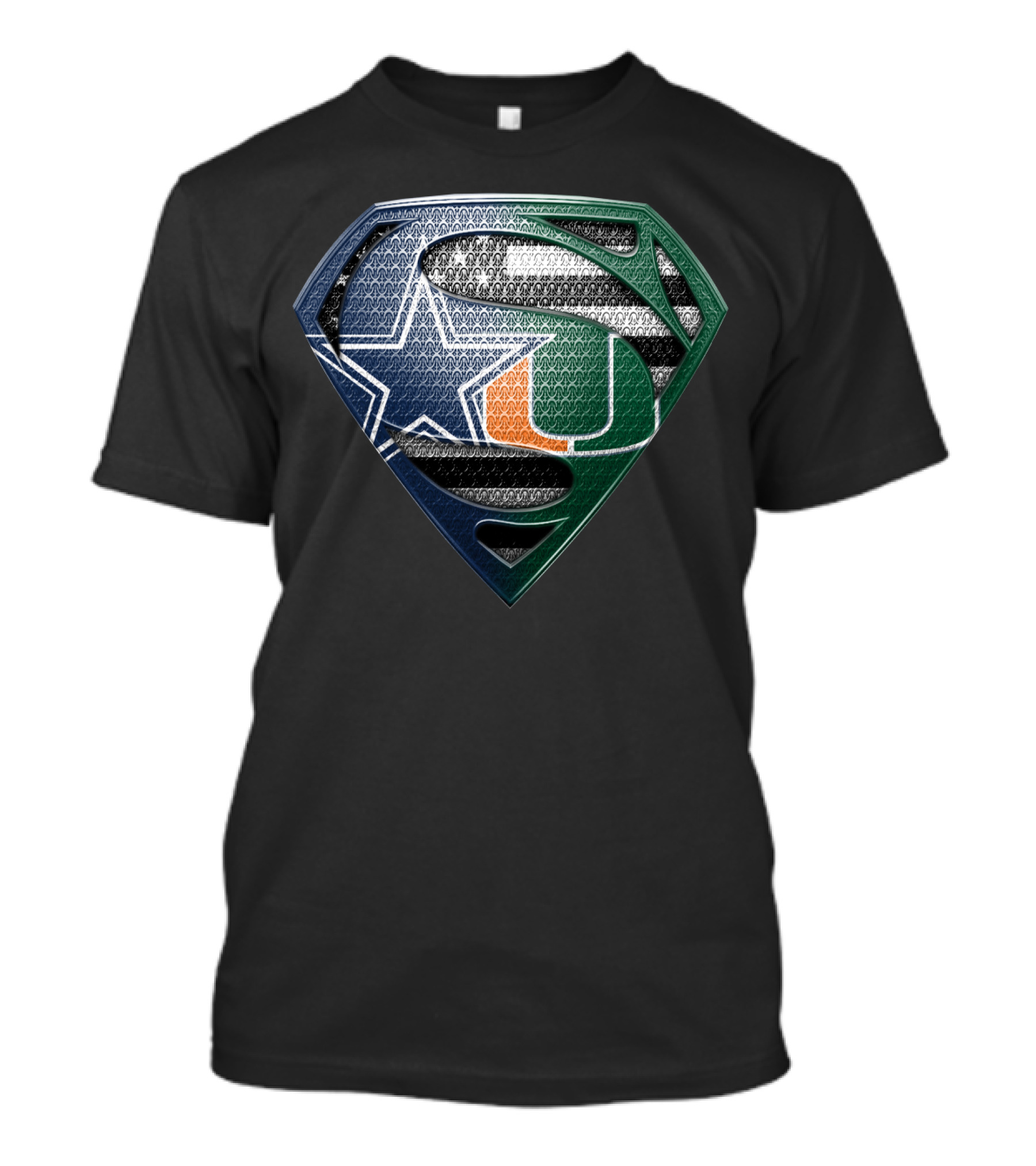 Dallas Cowboys Miami Hurricanes Superman Logo Fusion T-Shirt
