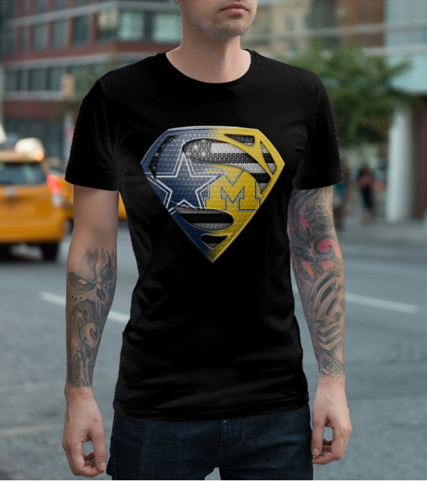 Superman Shield Dallas Cowboys Michigan Wolverines Logo Mashup T-Shirt