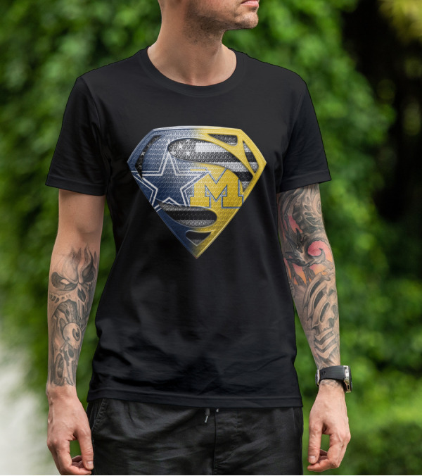 Superman Shield Dallas Cowboys Michigan Wolverines Logo Mashup T-Shirt