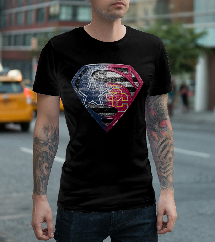 Dallas Star Los Angeles Trojans Superman Logo Fusion T-Shirt