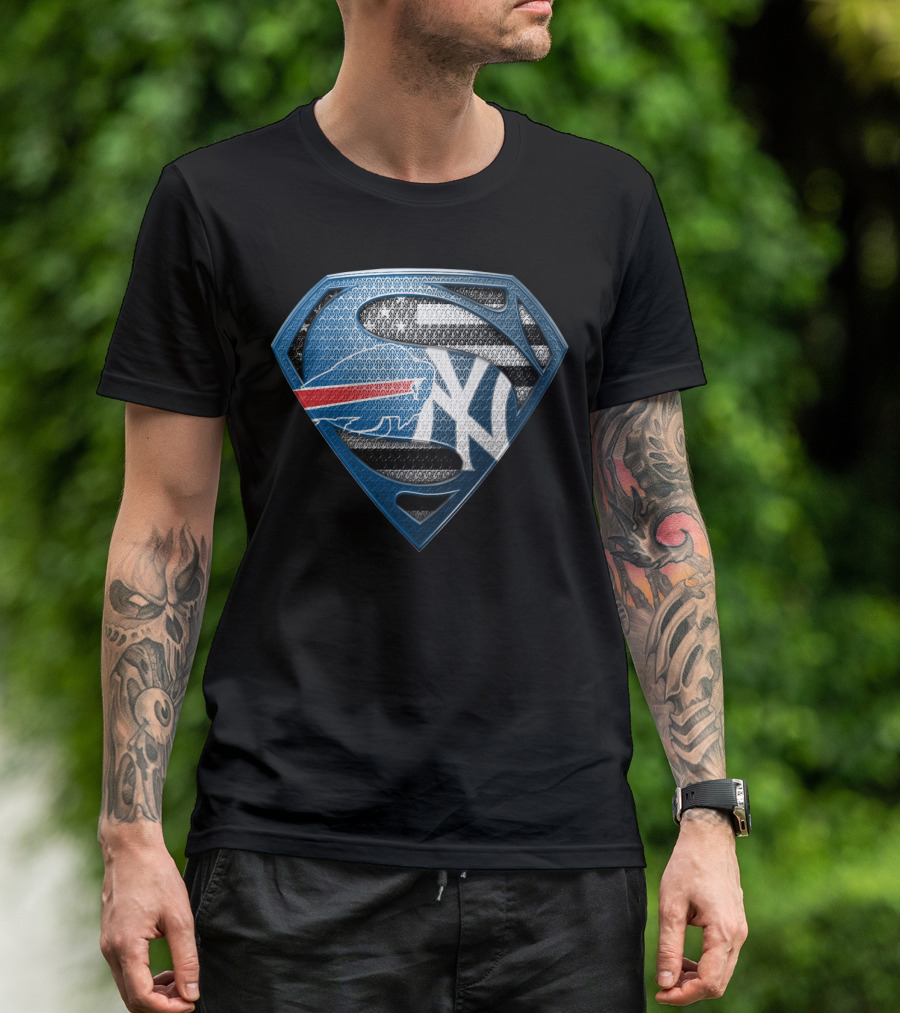 Buffalo Bills Superman New York Yankees T-Shirt