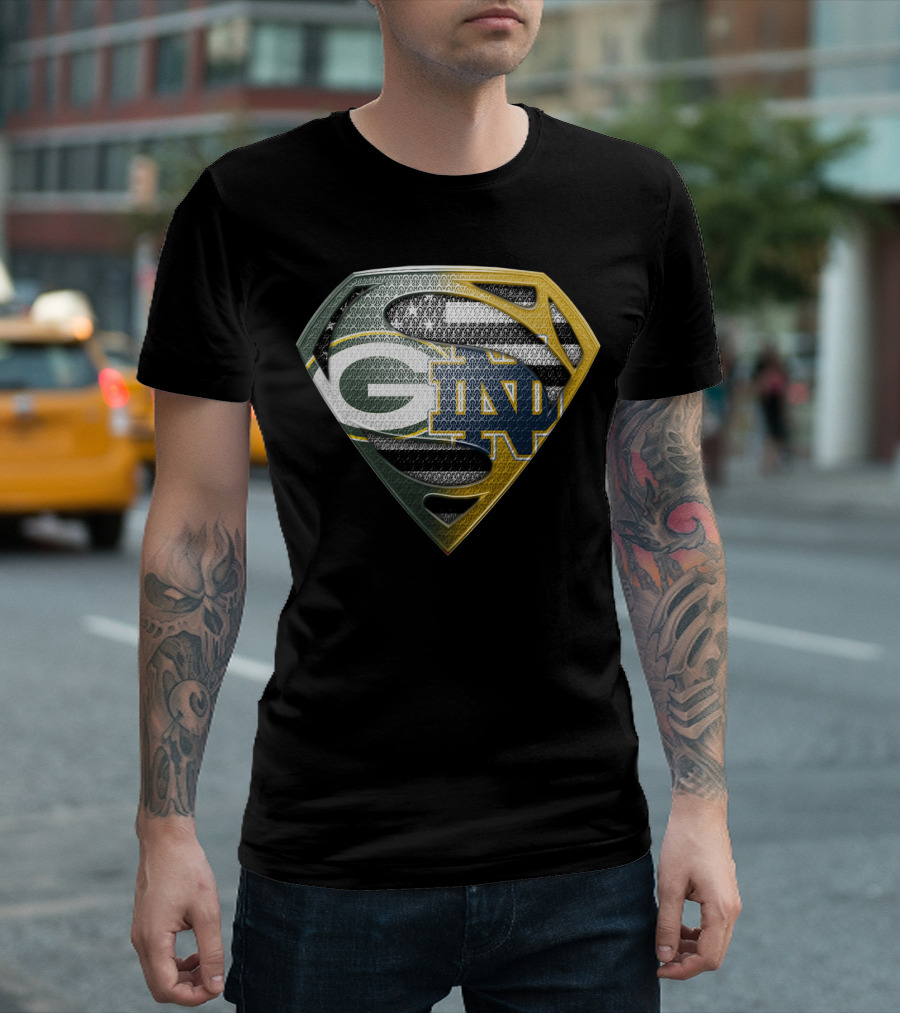 G Green Bay Packers Notre Dame Super Logo Fusion T-Shirt