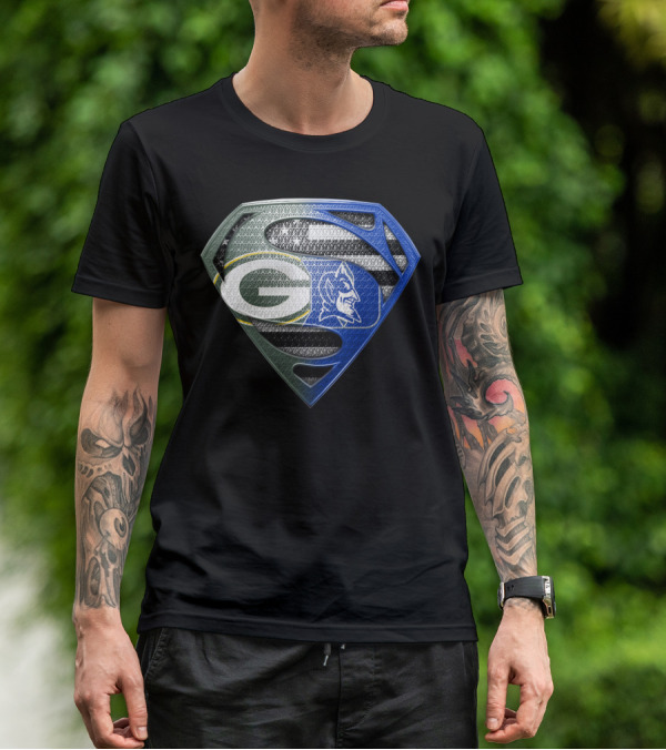Green Bay Packers Duke Blue Devils Superman Shield T-Shirt