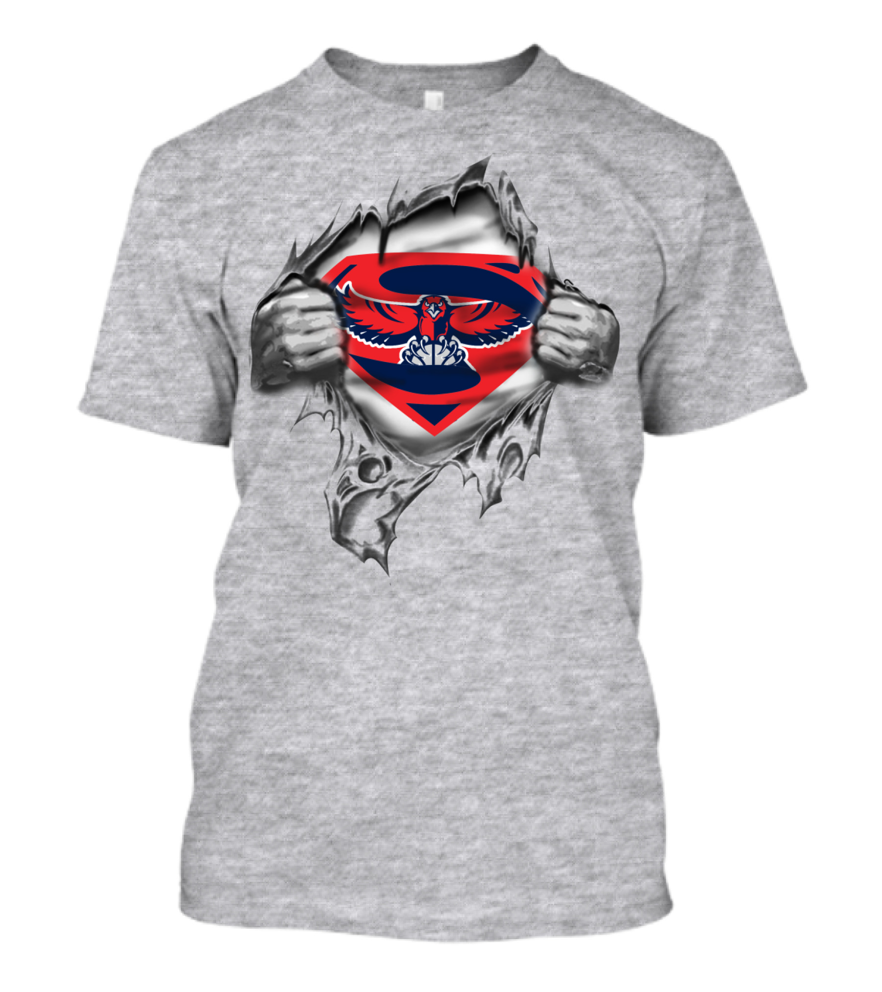 Superman Falcons Mashup Logo Peeking Through Torn T-Shirt