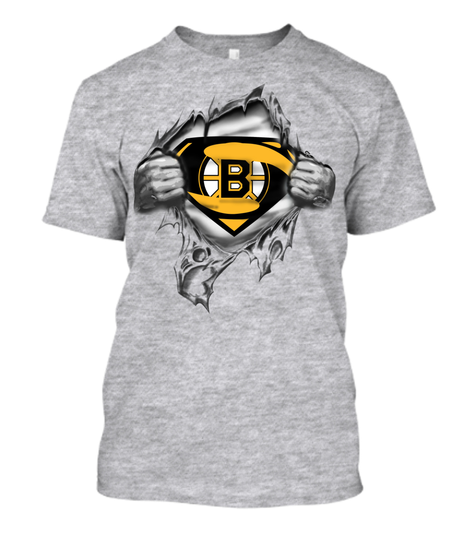 Boston Bruins Superhero Logo Tear T-Shirt