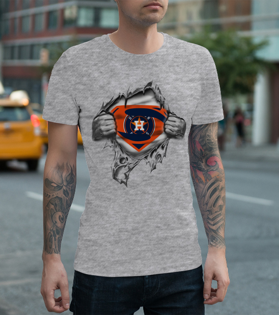 Houston Astros Superhero Shield Tear T-Shirt