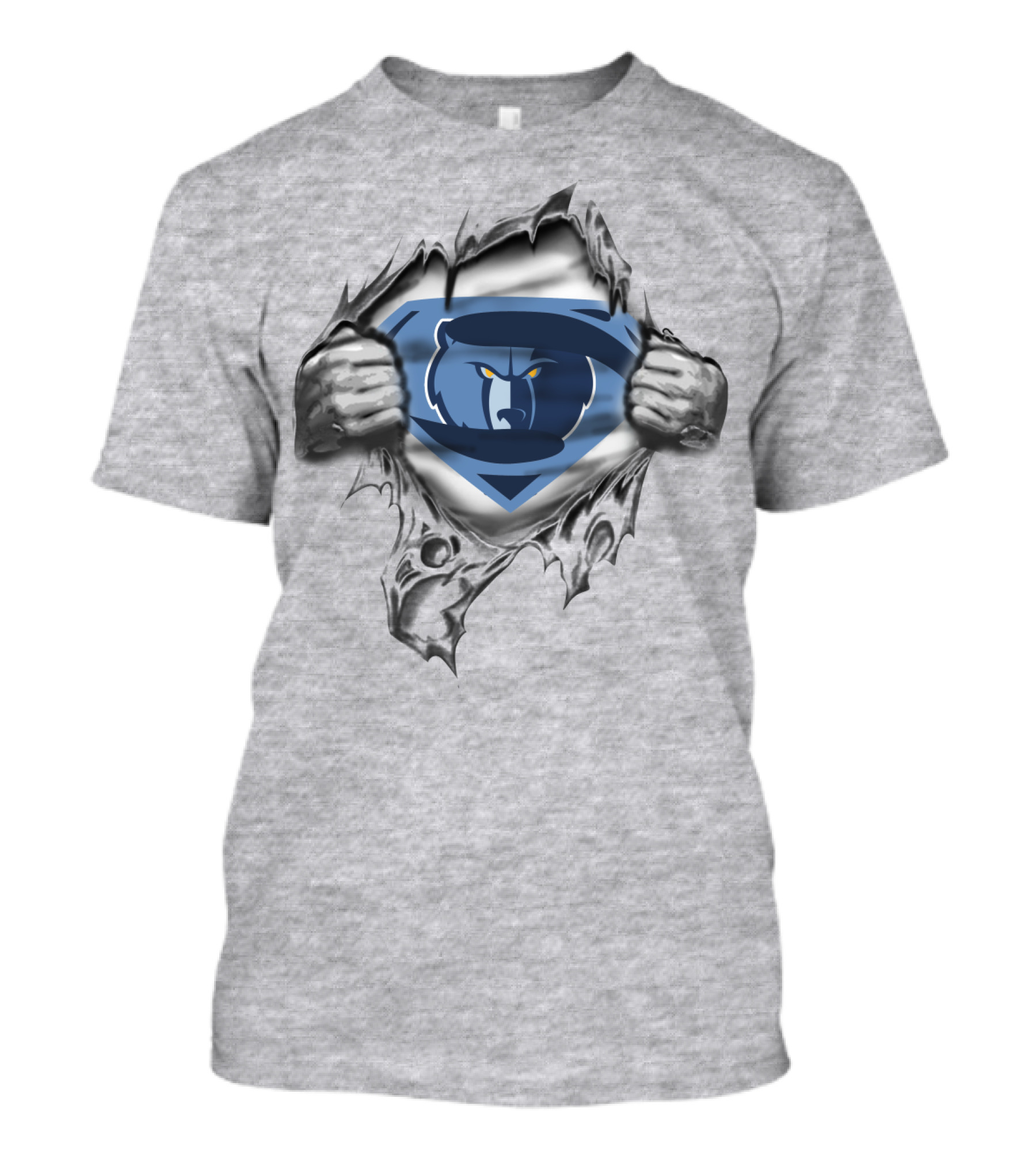 Memphis Grizzlies Superman Logo Tear Rip T-Shirt