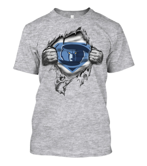 Memphis Grizzlies Superman Logo Tear Rip T-Shirt