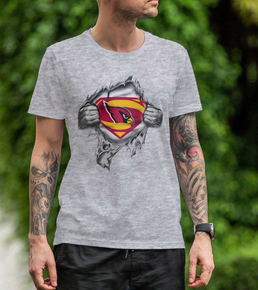 Spmxa098 Arizona Cardinals Superman Logo Superhero Fan T-Shirt