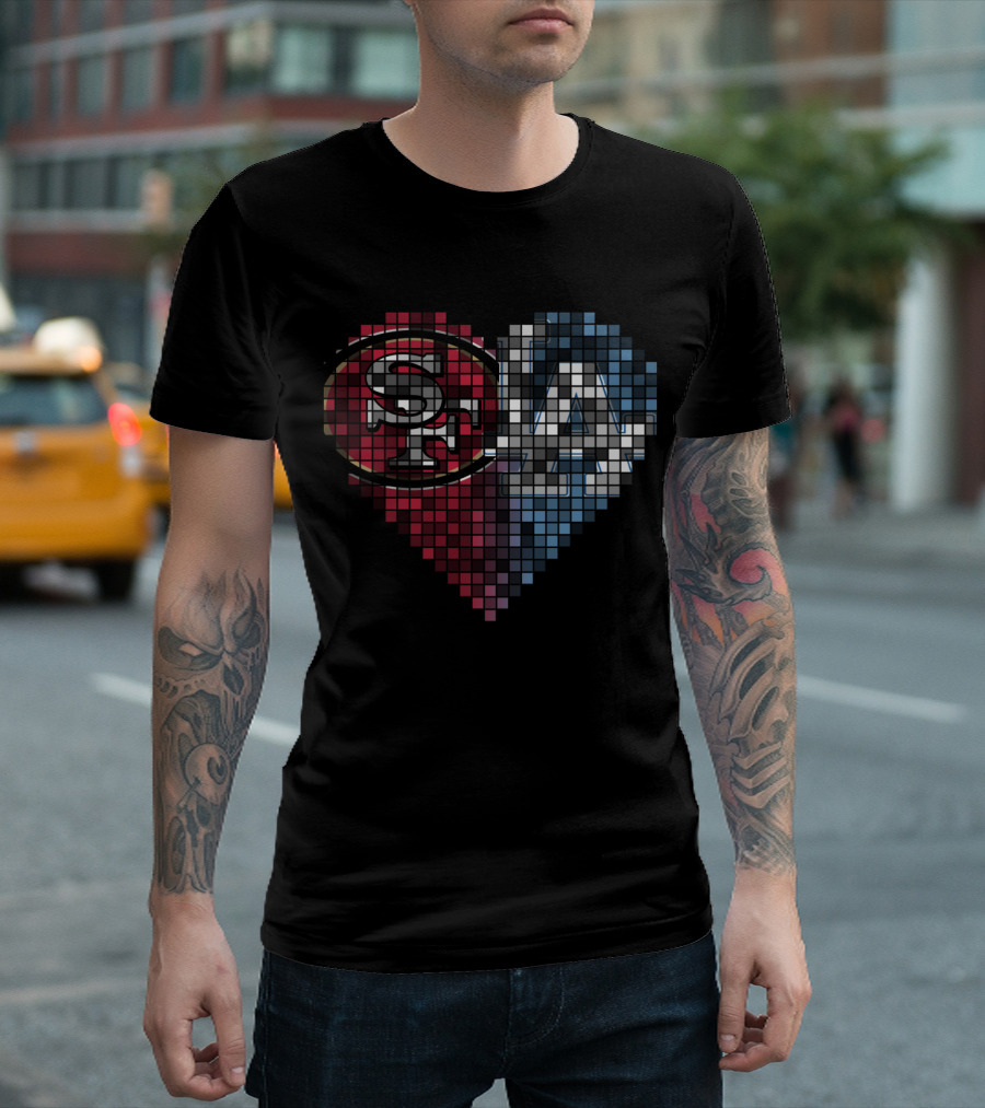 Rby 002 Heart Pixel Art Sf La Sports Logo Fusion T-Shirt
