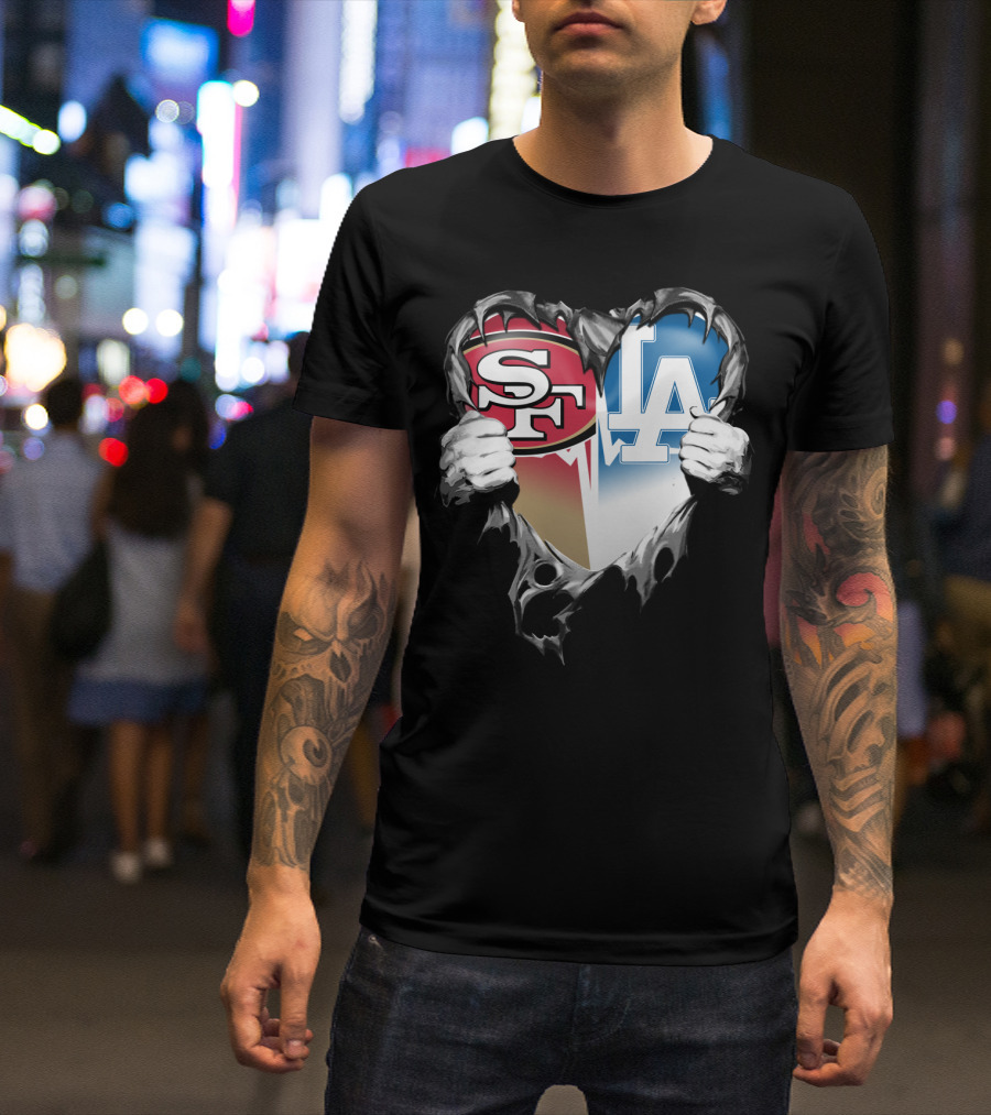Sf And La Rivalry Heart Split Xat T-Shirt