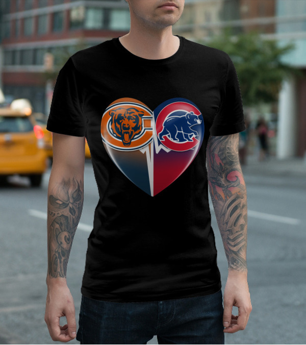 Chicago Bears And Cubs Split Heart TIM 008 T-Shirt