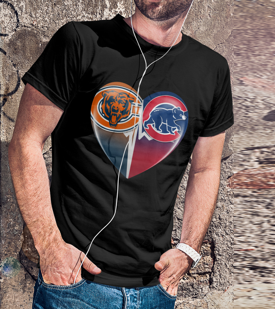 Chicago Bears And Cubs Split Heart TIM 008 T-Shirt