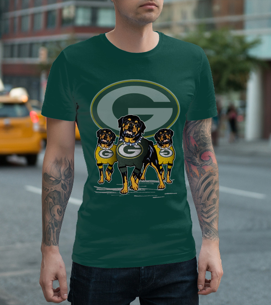 Green Bay Packers Rottweiler Trio T-Shirt