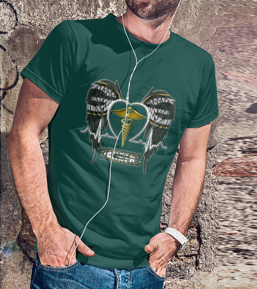 Packers Caduceus Heart Wings T-Shirt