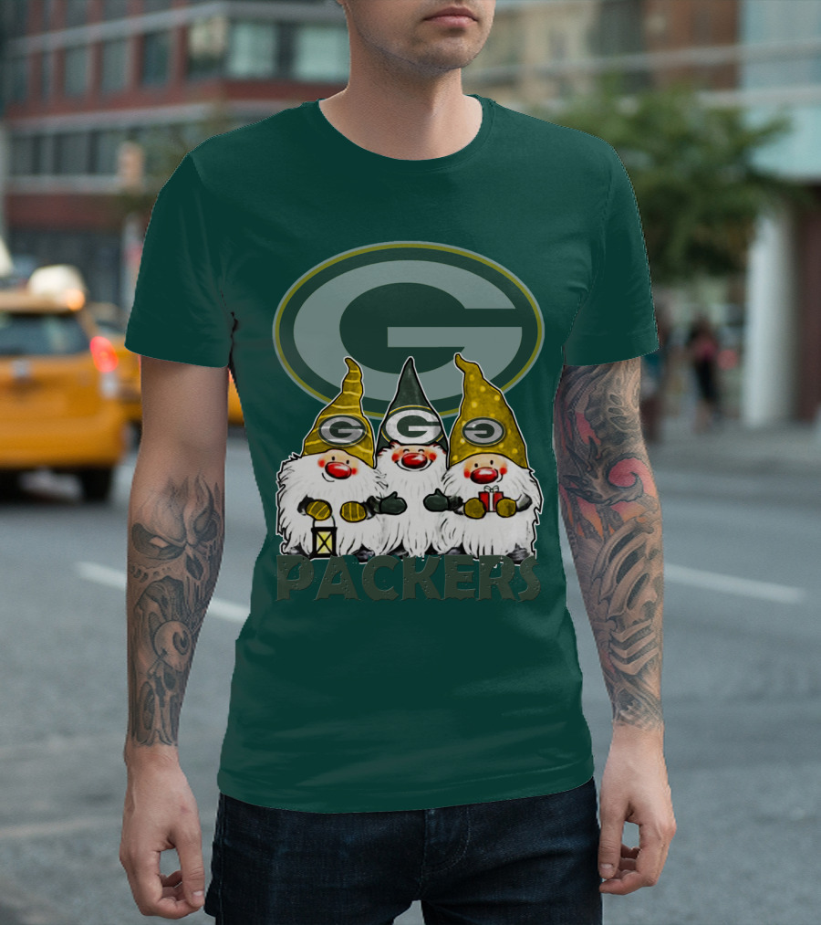 Green Bay Packers Gnomes With Team Logo On Green T-Shirt