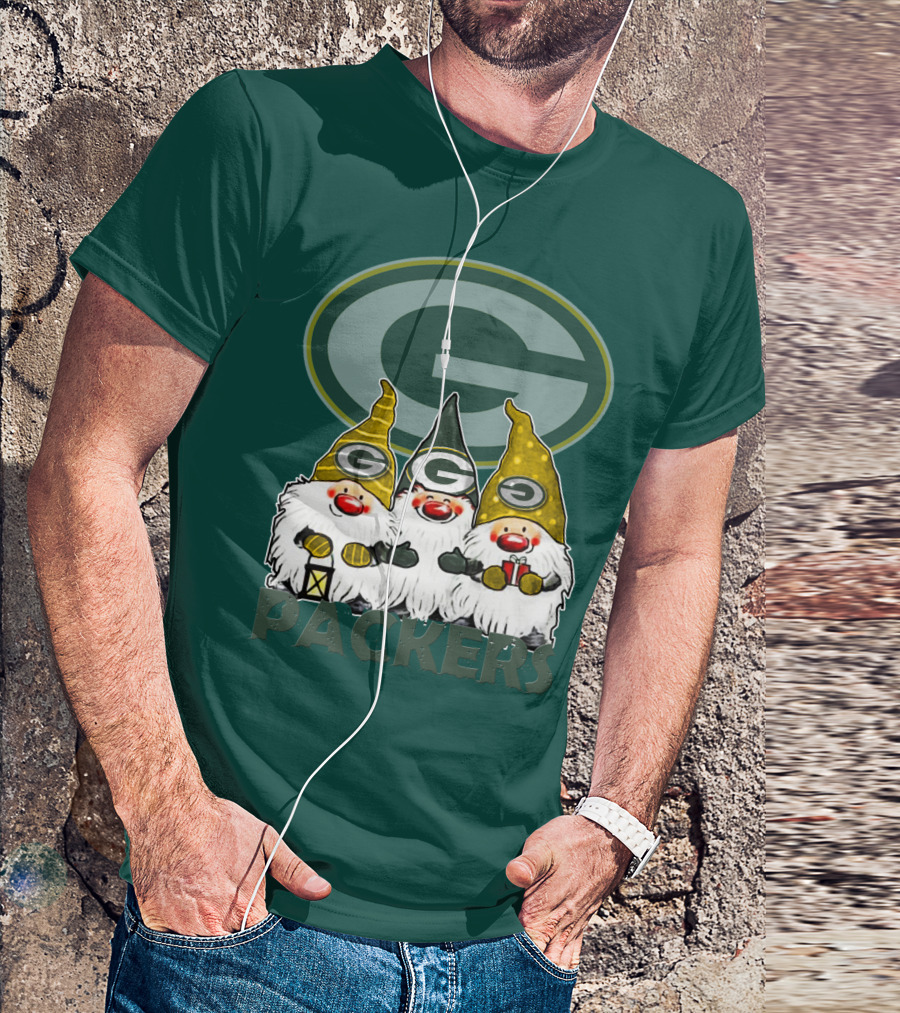 Green Bay Packers Gnomes With Team Logo On Green T-Shirt