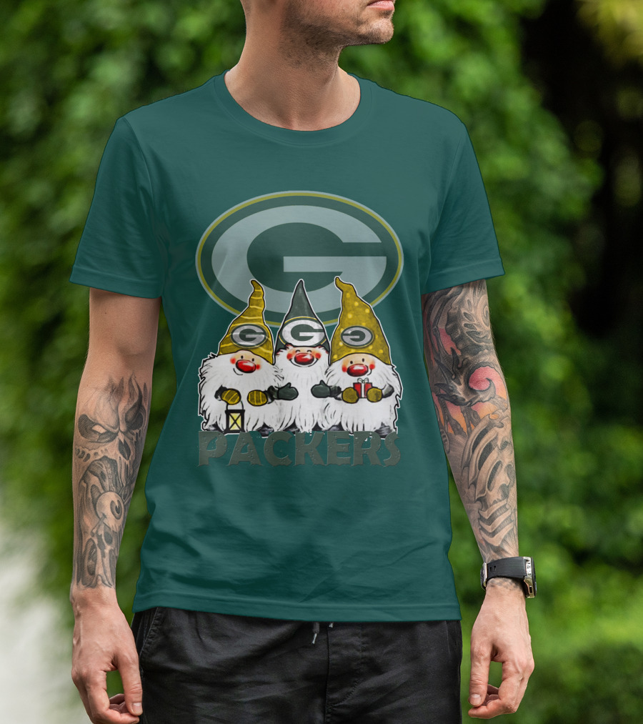 Green Bay Packers Gnomes With Team Logo On Green T-Shirt