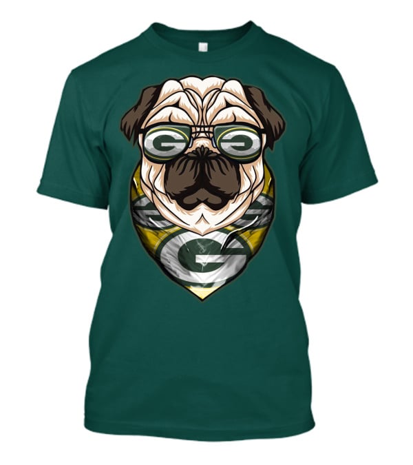 Green Bay Packers Pet Lover Pug Dog Football T-Shirt