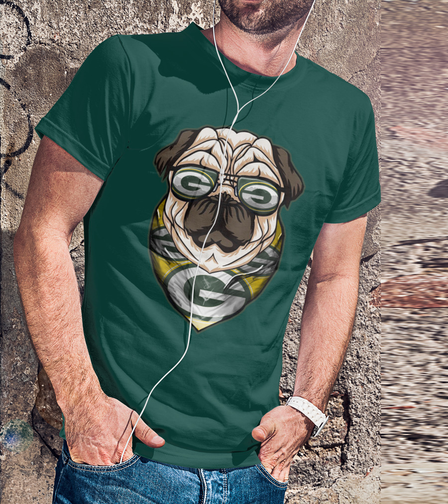 Green Bay Packers Pet Lover Pug Dog Football T-Shirt